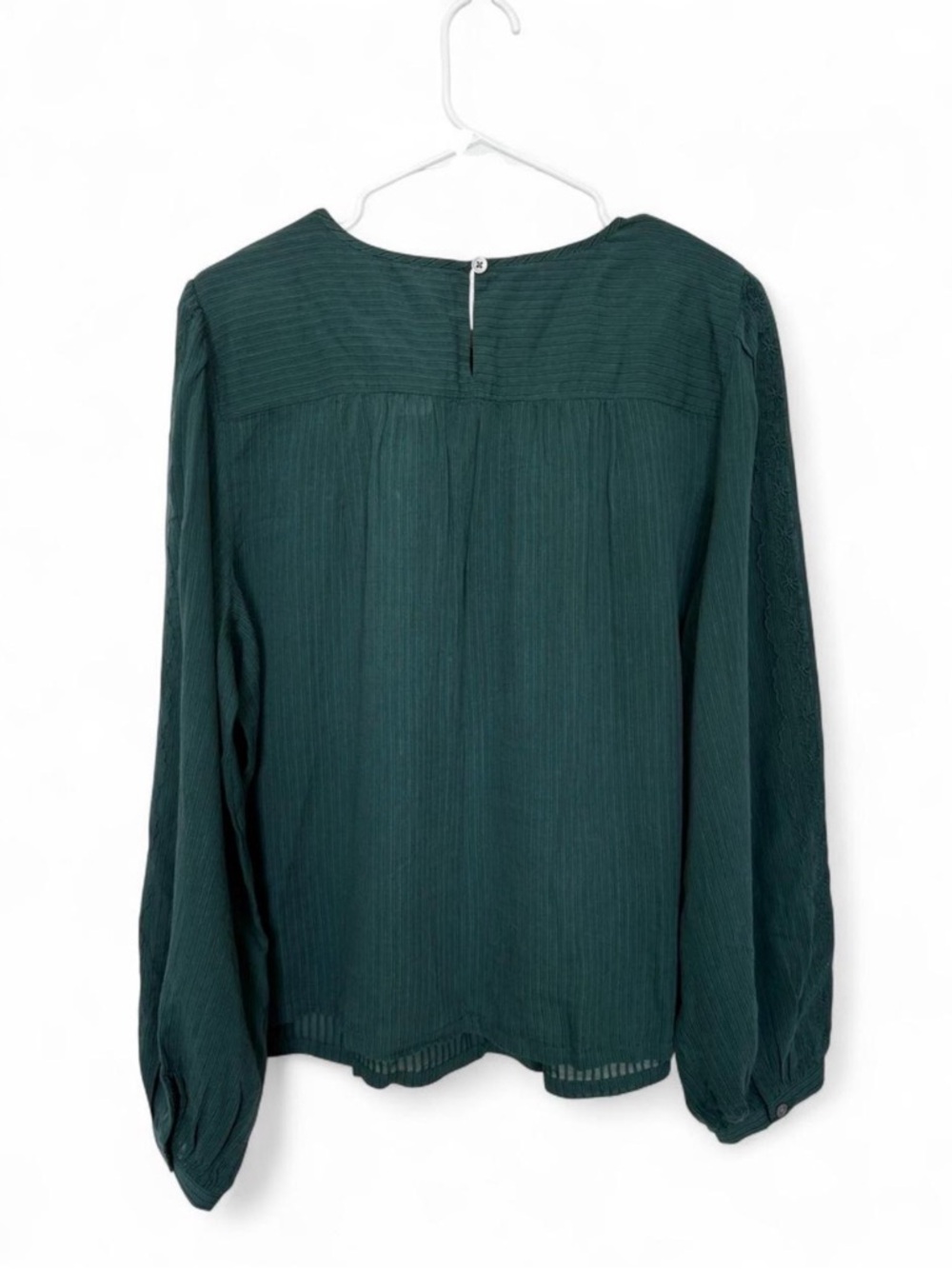 NWT LOFT Long Sleeve Striped Lace Embroidered Top Large Relaxed Lightweight - Picture 6 of 9